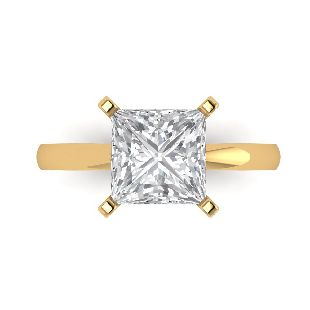 3 cttw Zirconia Simulated Diamond Solitaire  Engagement Ring - Solid Gold (VVS1, Princess Cut,8.0mm)