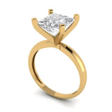 3 ct Brilliant Princess Cut Natural Diamond Stone Clarity SI1-2 Color G-H Yellow Gold Solitaire Ring