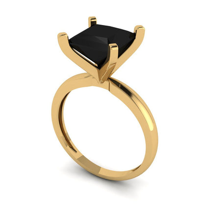 3 cttw Natural Onyx Solitaire  Engagement Ring - Solid Gold (Princess Cut,8.0mm)