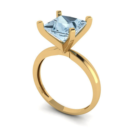 3 cttw Natural Sky Blue Topaz Solitaire  Engagement Ring - Solid Gold (Princess Cut,8.0mm)
