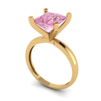 3 cttw Zirconia Simulated Pink Diamond Solitaire  Engagement Ring - Solid Gold (VVS1, Princess Cut,8.0mm)