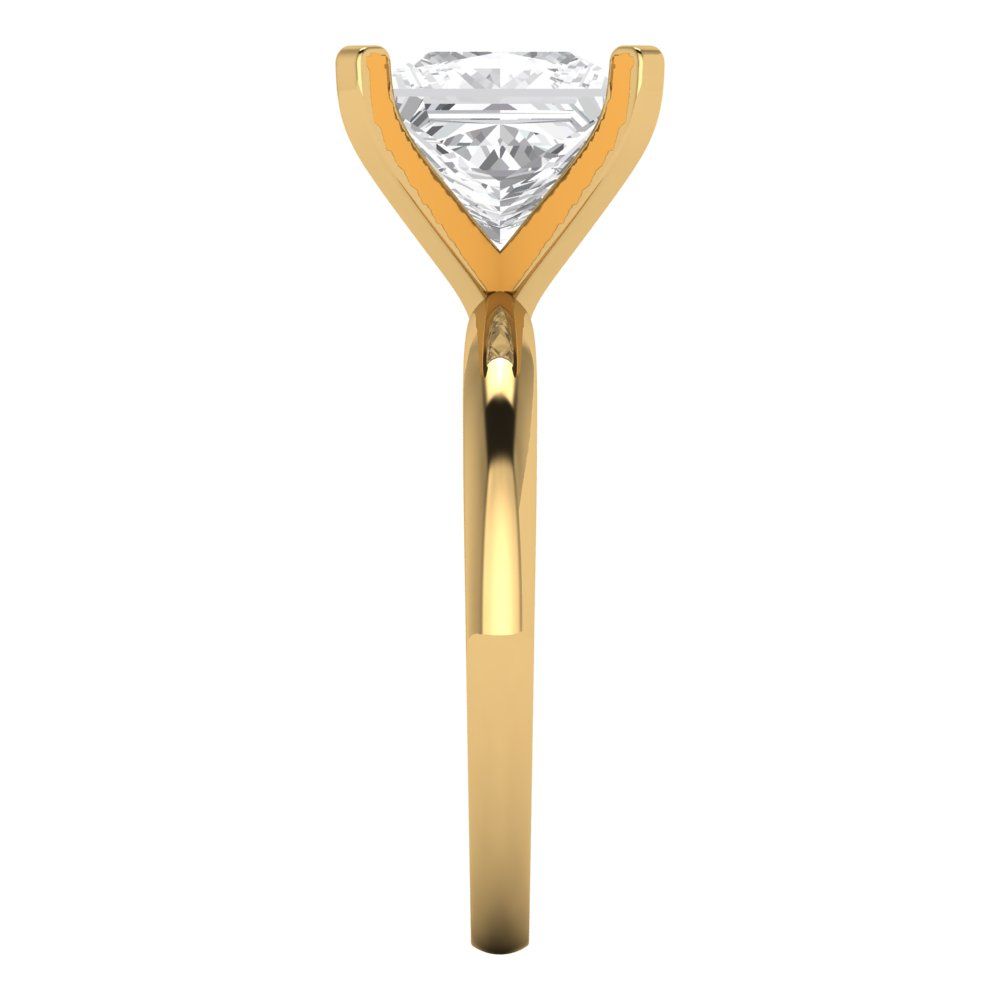 3 ct Brilliant Princess Cut Natural Diamond Stone Clarity VS1-2 Color G-H Yellow Gold Solitaire Ring