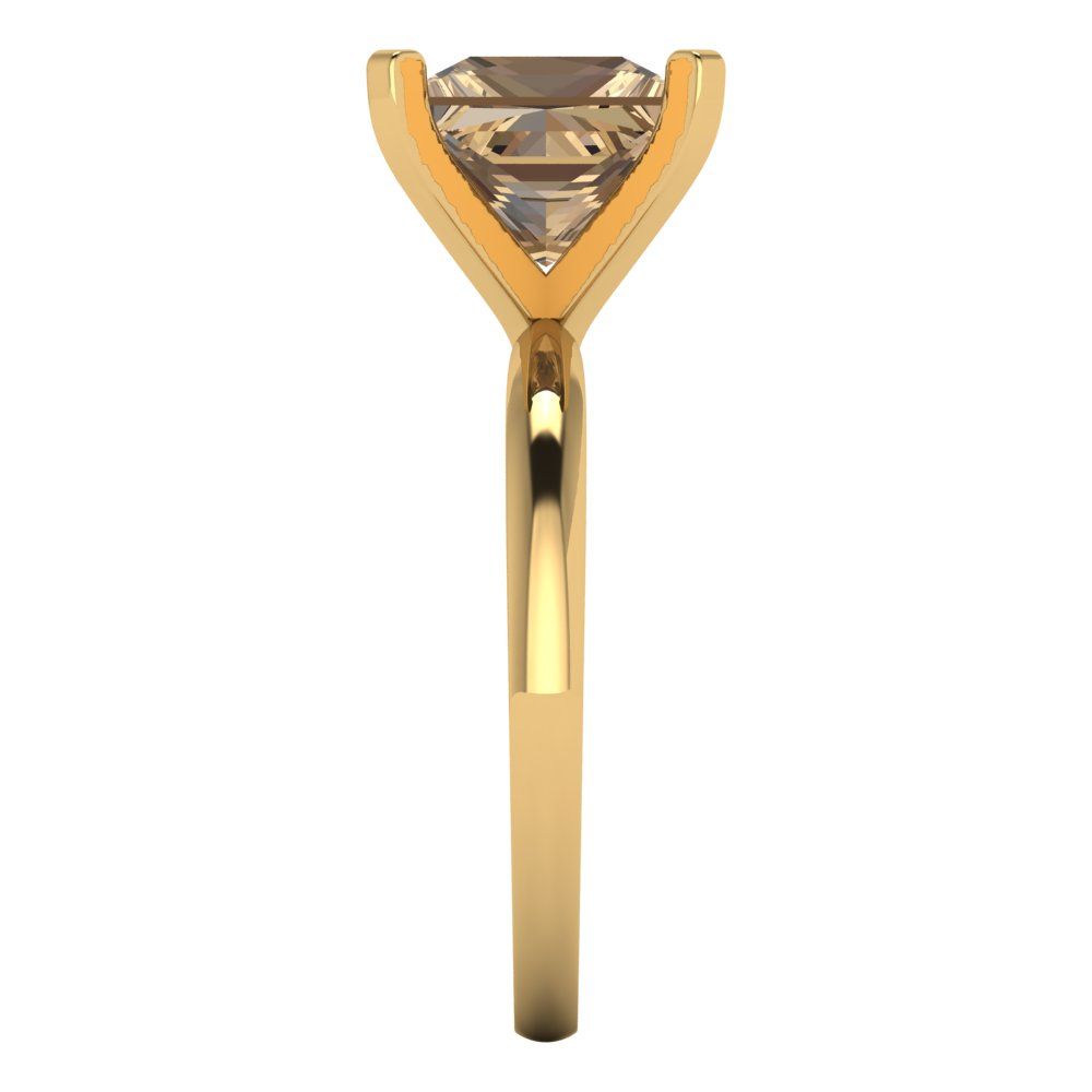 3 cttw Zirconia Simulated Champagne Diamond Solitaire  Engagement Ring - Solid Gold (VVS1, Princess Cut,8.0mm)