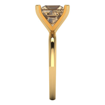 3 cttw Zirconia Simulated Champagne Diamond Solitaire  Engagement Ring - Solid Gold (VVS1, Princess Cut,8.0mm)