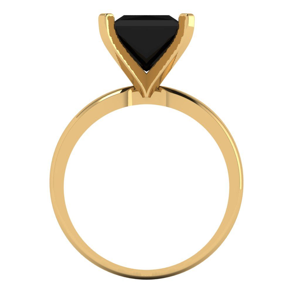 3 cttw Natural Onyx Solitaire  Engagement Ring - Solid Gold (Princess Cut,8.0mm)