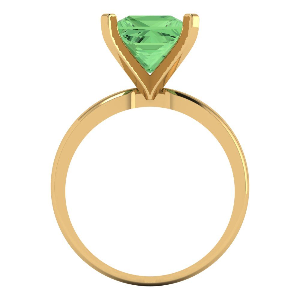 3 cttw Zirconia Simulated Green Diamond Solitaire  Engagement Ring - Solid Gold (VVS1, Princess Cut,8.0mm)