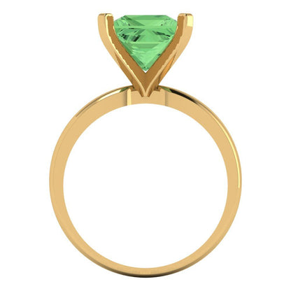 3 cttw Zirconia Simulated Green Diamond Solitaire  Engagement Ring - Solid Gold (VVS1, Princess Cut,8.0mm)