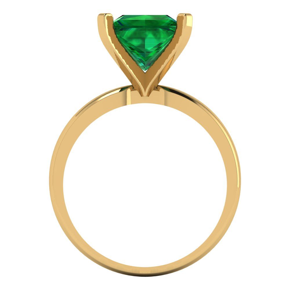 3 cttw Simulated Emerald Solitaire  Engagement Ring - Solid Gold (Princess Cut,8.0mm)