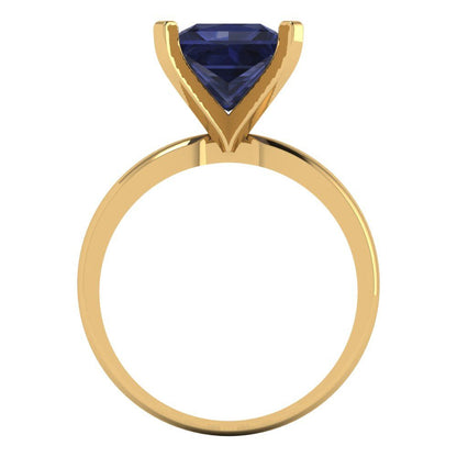 3 cttw Simulated Blue Sapphire Solitaire  Engagement Ring - Solid Gold (Princess Cut,8.0mm)