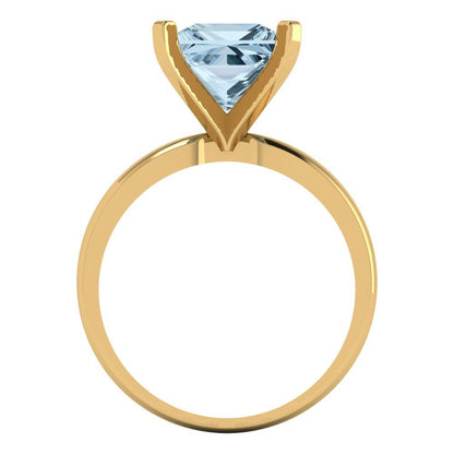 3 cttw Natural Sky Blue Topaz Solitaire  Engagement Ring - Solid Gold (Princess Cut,8.0mm)