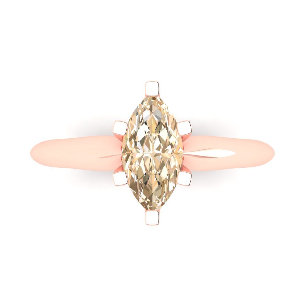 1 cttw Natural Morganite Solitaire  Engagement Ring - Solid Gold (Marquise Cut,10x5mm)