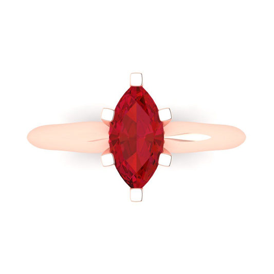 1 cttw Simulated Pink Tourmaline Solitaire  Engagement Ring - Solid Rose Gold (VVS1, Marquise Cut,10x5mm)