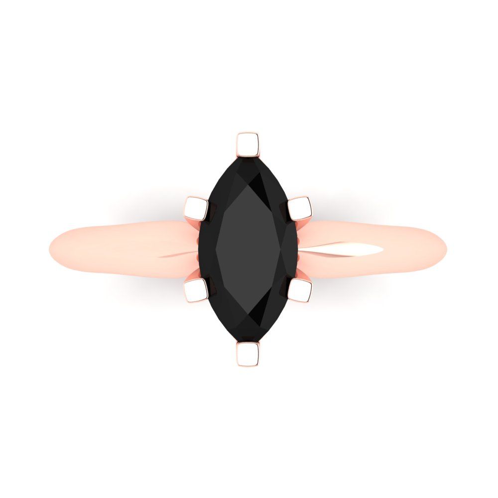 1 cttw Natural Onyx Solitaire  Engagement Ring - Solid Gold (Marquise Cut,10x5mm)
