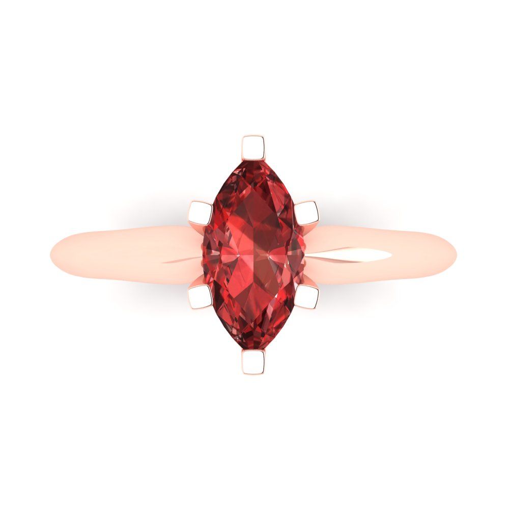 1 cttw Natural Garnet Solitaire  Engagement Ring - Solid Gold (Marquise Cut,10x5mm)