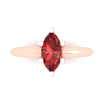 1 cttw Natural Garnet Solitaire  Engagement Ring - Solid Gold (Marquise Cut,10x5mm)