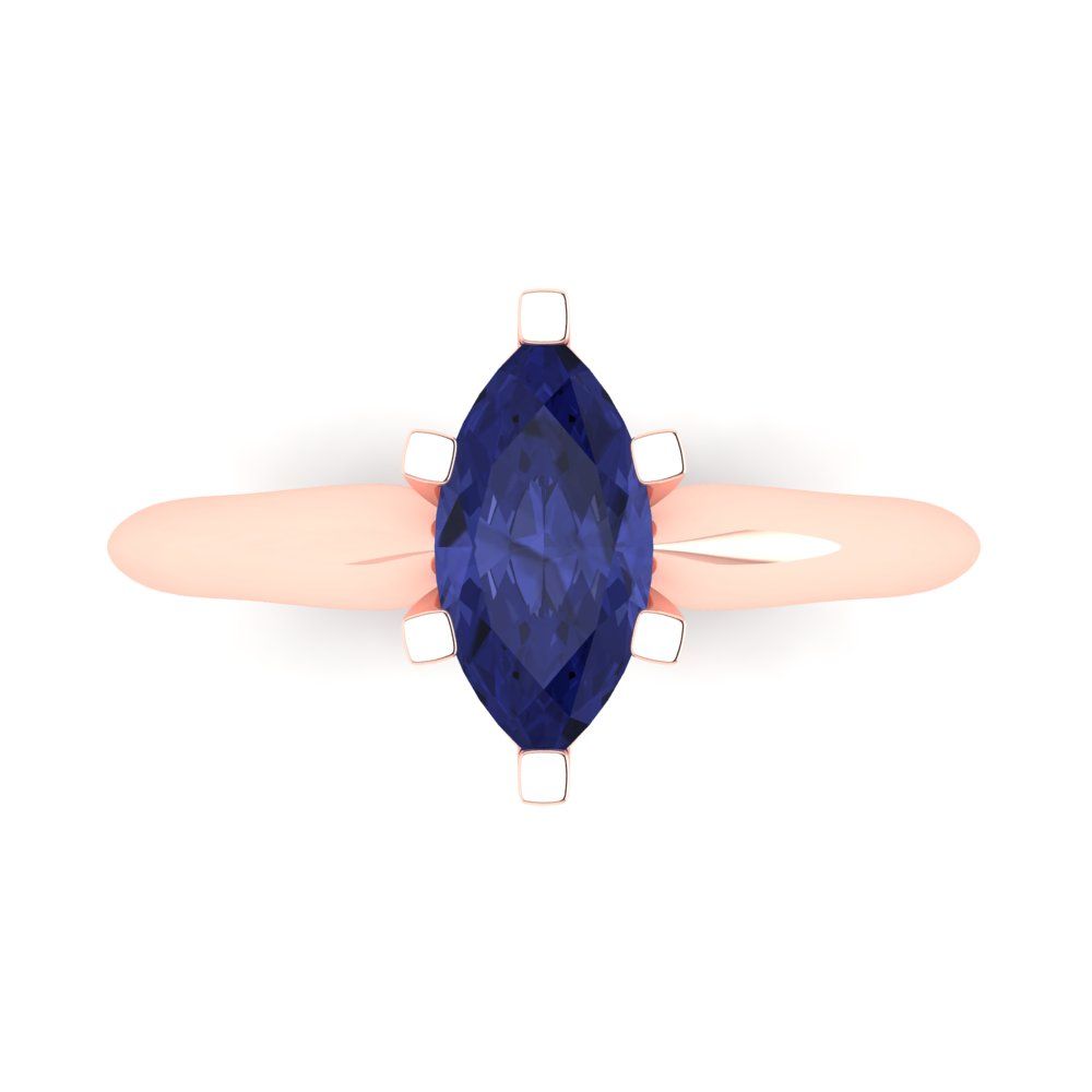 1 cttw Simulated Tanzanite Solitaire  Engagement Ring - Solid Gold (Marquise Cut,10x5mm)
