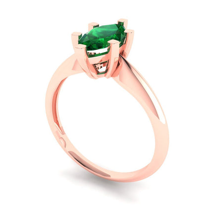 1 cttw Simulated Emerald Solitaire  Engagement Ring - Solid Gold (Marquise Cut,10x5mm)