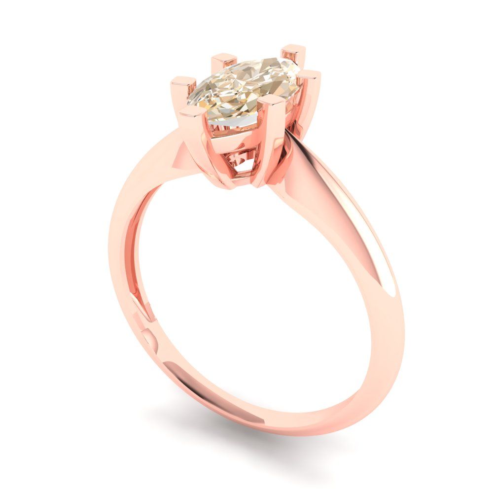1 cttw Natural Morganite Solitaire  Engagement Ring - Solid Gold (Marquise Cut,10x5mm)