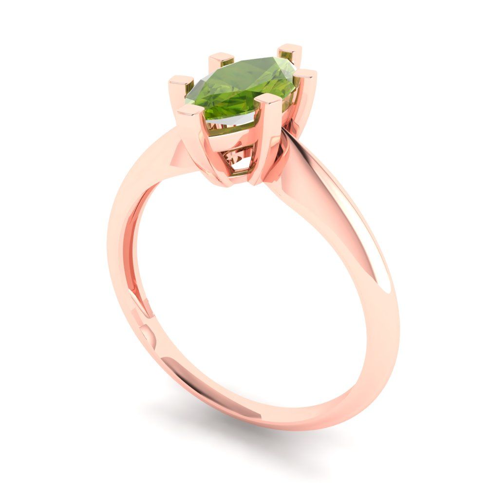 1 cttw Natural Peridot Solitaire  Engagement Ring - Solid Gold (Marquise Cut,10x5mm)