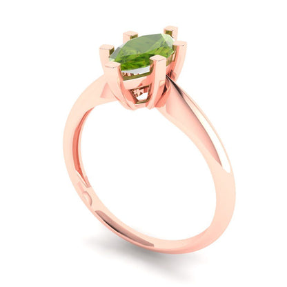 1 cttw Natural Peridot Solitaire  Engagement Ring - Solid Gold (Marquise Cut,10x5mm)