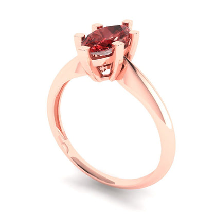 1 cttw Natural Garnet Solitaire  Engagement Ring - Solid Gold (Marquise Cut,10x5mm)