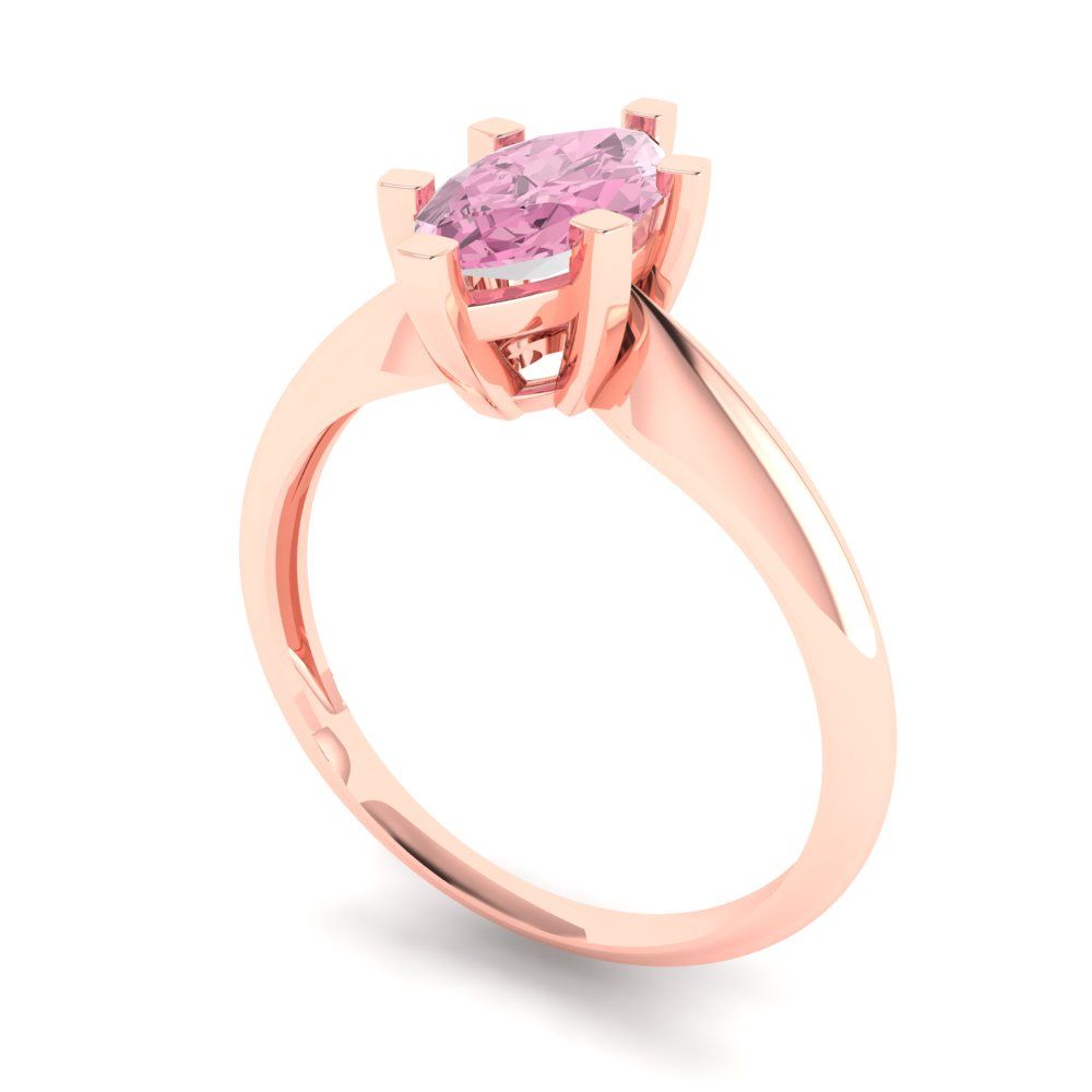 1 cttw Zirconia Simulated Pink Diamond Solitaire  Engagement Ring - Solid Gold (VVS1, Marquise Cut,10x5mm)