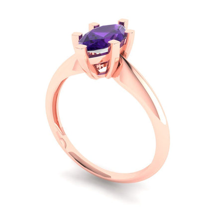 1 cttw Natural Amethyst Solitaire  Engagement Ring - Solid Gold (Marquise Cut,10x5mm)