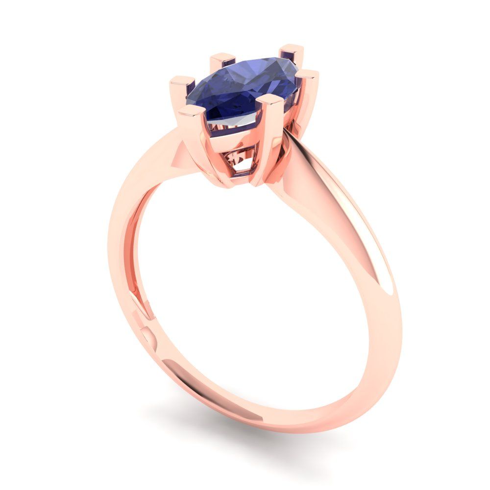 1 cttw Simulated Tanzanite Solitaire  Engagement Ring - Solid Gold (Marquise Cut,10x5mm)