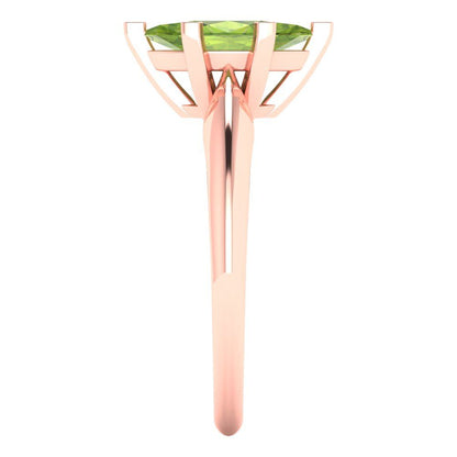1 cttw Natural Peridot Solitaire  Engagement Ring - Solid Gold (Marquise Cut,10x5mm)