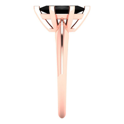 1 cttw Natural Onyx Solitaire  Engagement Ring - Solid Gold (Marquise Cut,10x5mm)