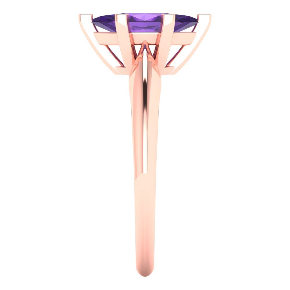 1 cttw Natural Amethyst Solitaire  Engagement Ring - Solid Gold (Marquise Cut,10x5mm)