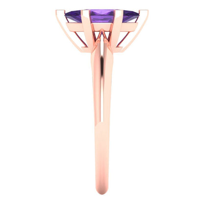 1 cttw Natural Amethyst Solitaire  Engagement Ring - Solid Gold (Marquise Cut,10x5mm)