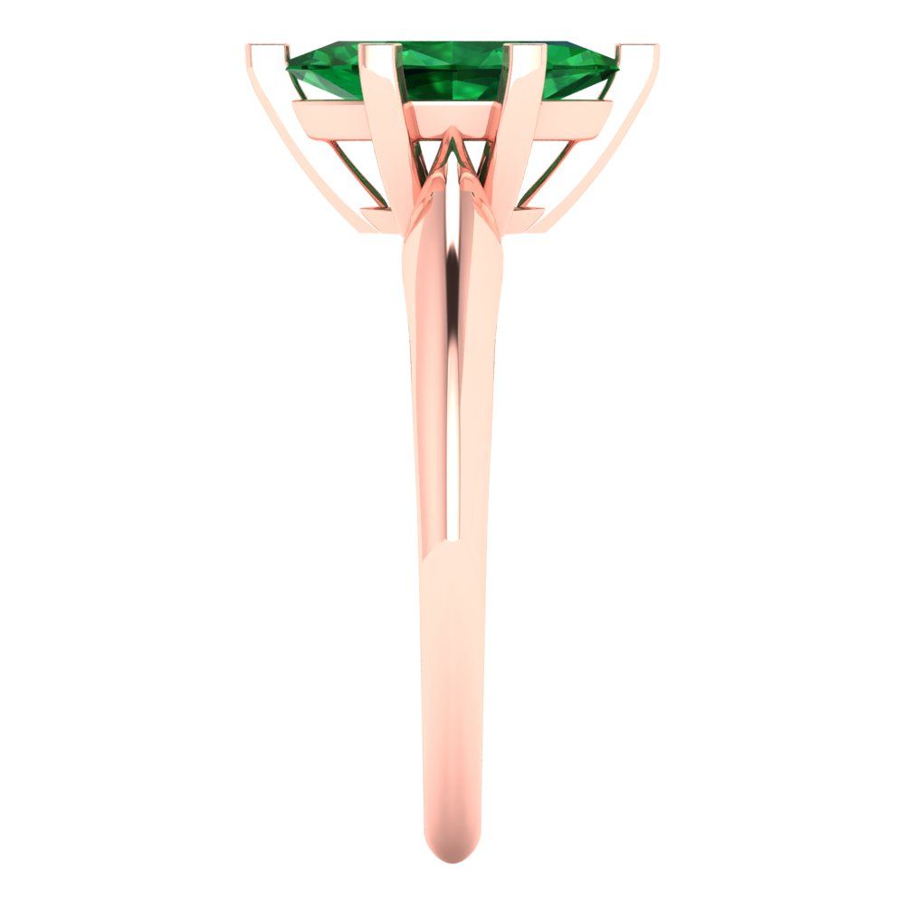 1 cttw Simulated Emerald Solitaire  Engagement Ring - Solid Gold (Marquise Cut,10x5mm)