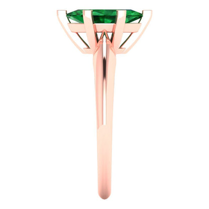 1 cttw Simulated Emerald Solitaire  Engagement Ring - Solid Gold (Marquise Cut,10x5mm)