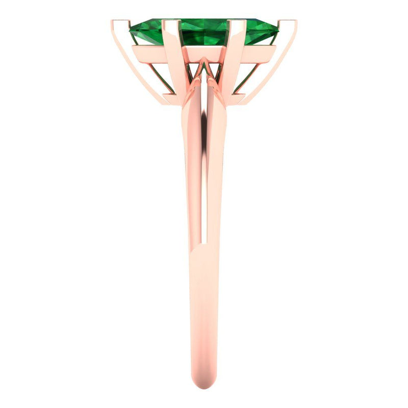 1 ct Brilliant Marquise Cut Simulated Emerald Stone Rose Gold Solitaire Ring