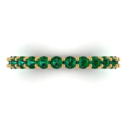 1.2 cttw Simulated Emerald Round Cut Yellow Gold Eternity Wedding Band