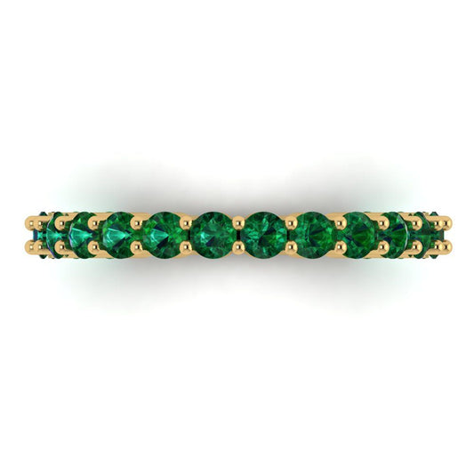 1.2 cttw Simulated Emerald Round Cut Yellow Gold Eternity Wedding Band