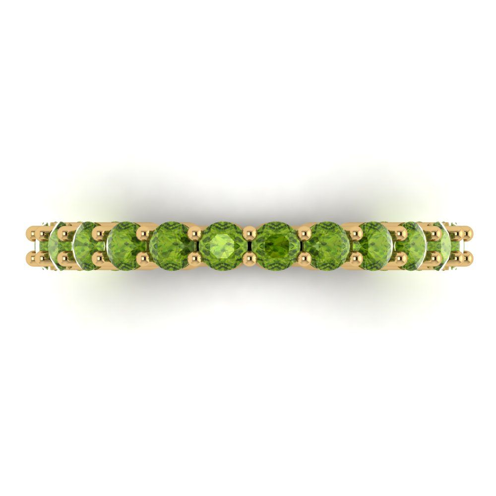 1.2 cttw Natural Peridot Round Cut Yellow Gold Eternity Wedding Band