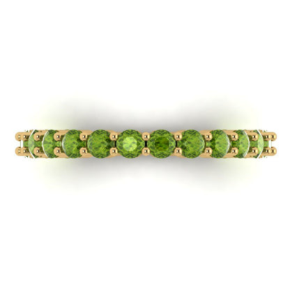 1.2 cttw Natural Peridot Round Cut Yellow Gold Eternity Wedding Band