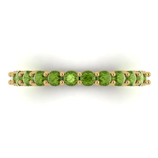 1.2 cttw Natural Peridot Round Cut Yellow Gold Eternity Wedding Band