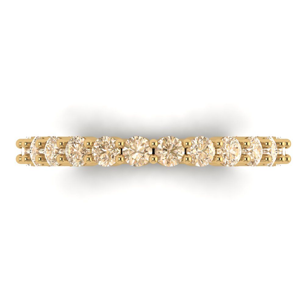 1.2 cttw Natural Morganite Round Cut Yellow Gold Eternity Wedding Band