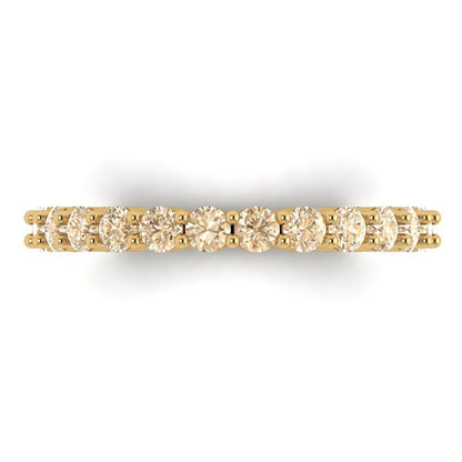 1.2 cttw Natural Morganite Round Cut Yellow Gold Eternity Wedding Band