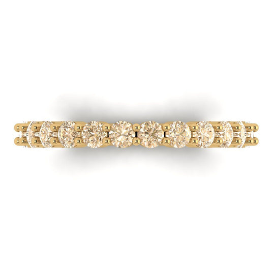 1.2 cttw Natural Morganite Round Cut Yellow Gold Eternity Wedding Band