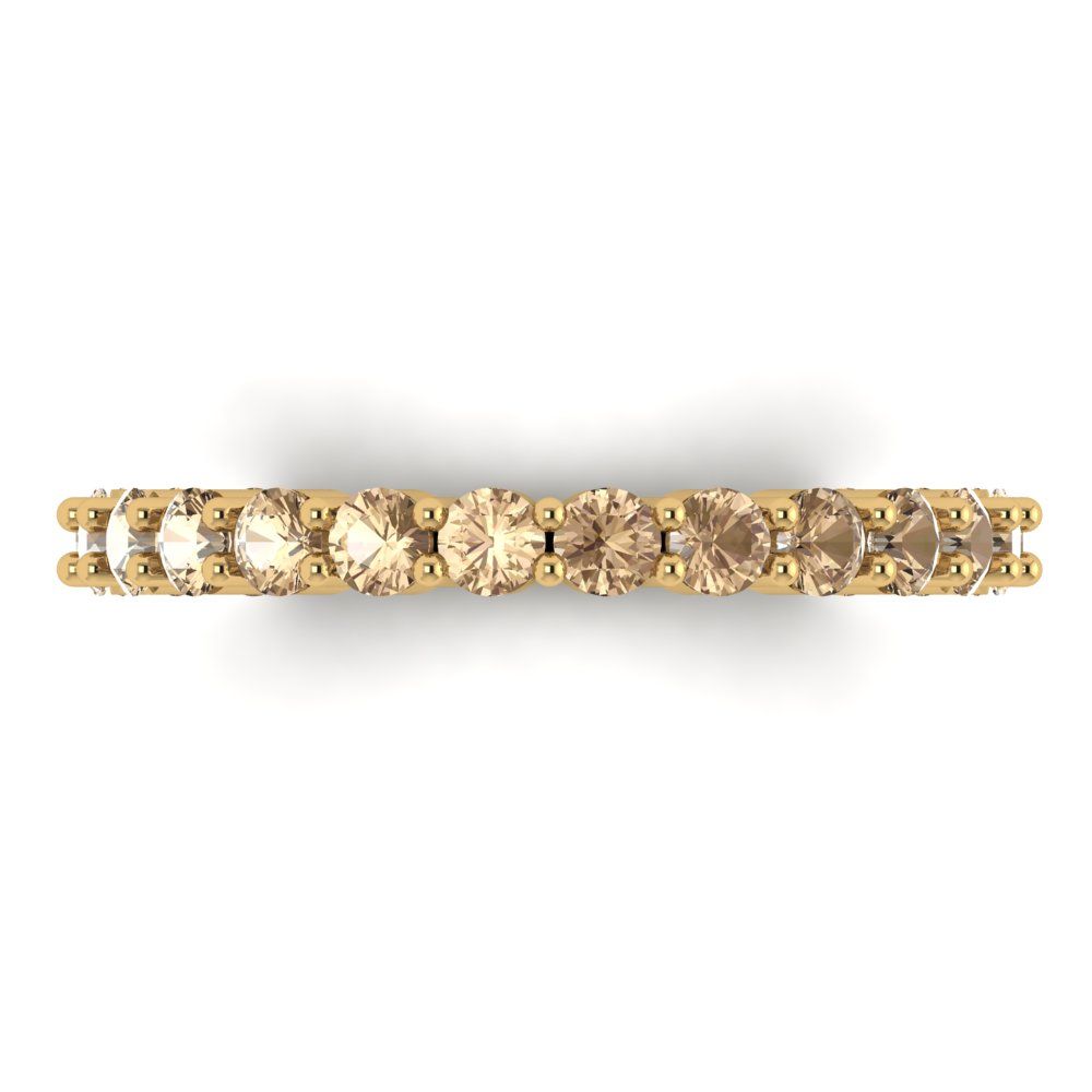 1.2 cttw Yellow Moissanite Round Cut Yellow Gold Eternity Wedding Band