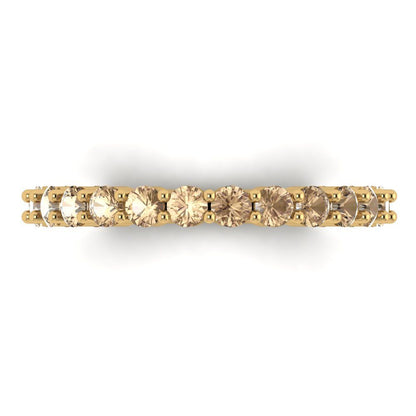 1.2 cttw Yellow Moissanite Round Cut Yellow Gold Eternity Wedding Band