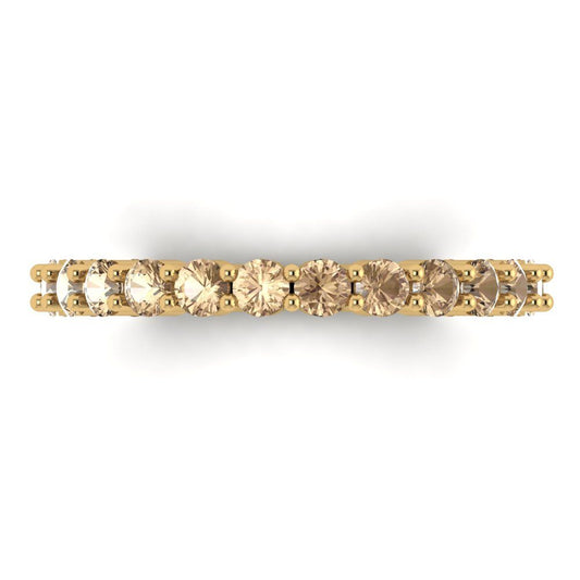 1.2 cttw Yellow Moissanite Round Cut Yellow Gold Eternity Wedding Band