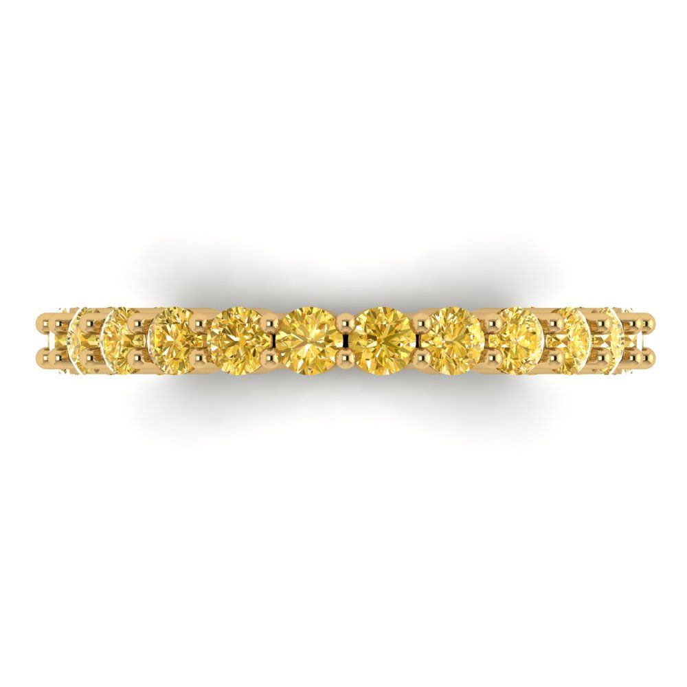 1.2 cttw Natural Citrine Round Cut Yellow Gold Eternity Wedding Band