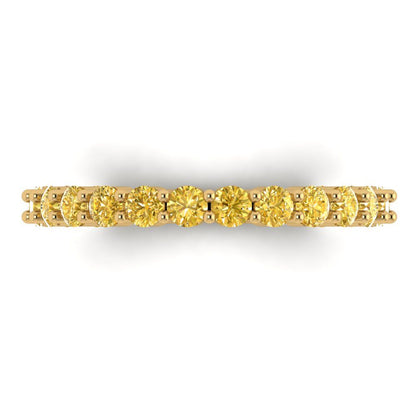 1.2 cttw Natural Citrine Round Cut Yellow Gold Eternity Wedding Band