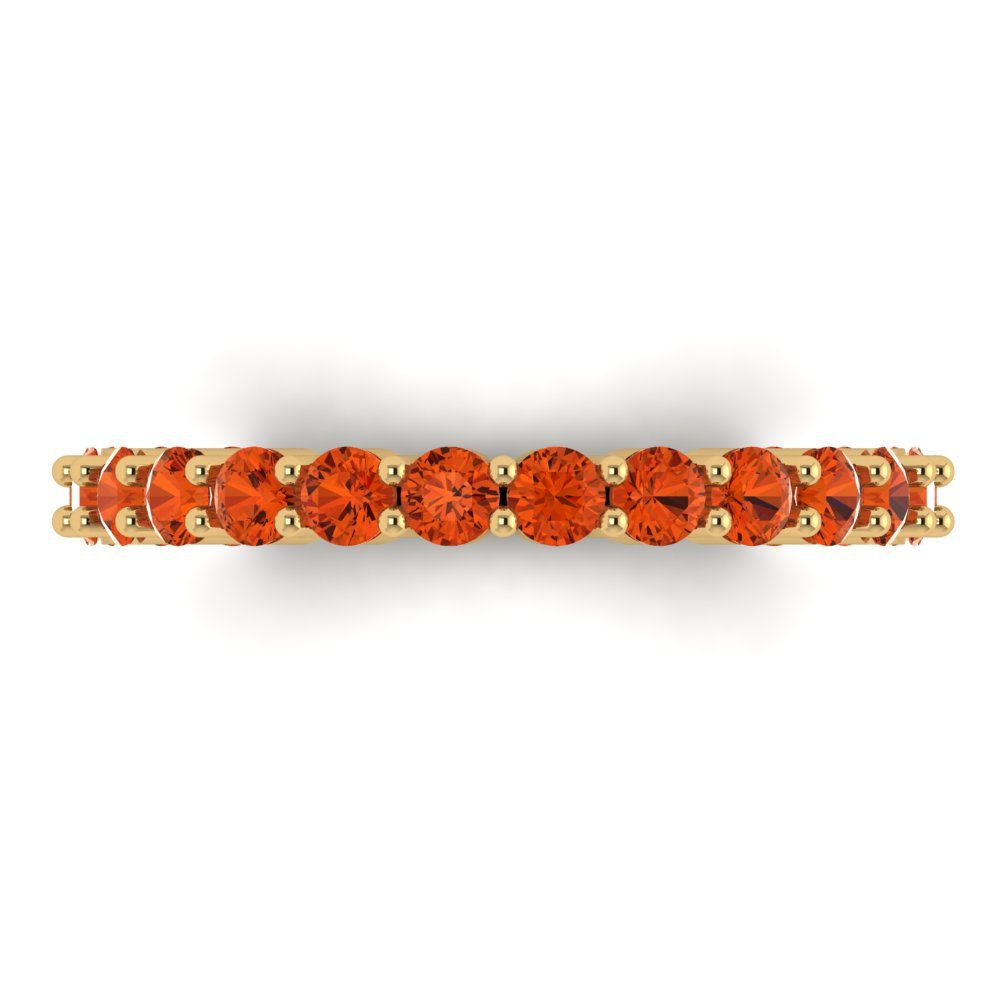 1.2 cttw Simulated Red Diamond Round Cut Yellow Gold Eternity Wedding Band