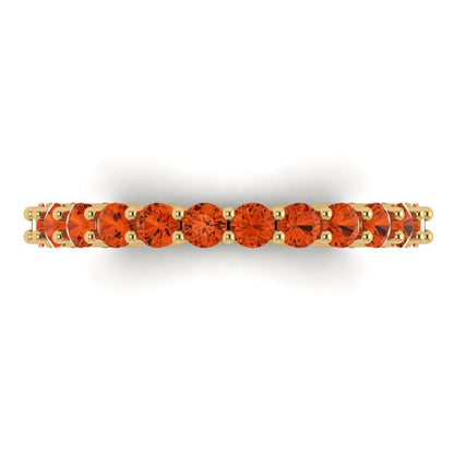 1.2 cttw Simulated Red Diamond Round Cut Yellow Gold Eternity Wedding Band